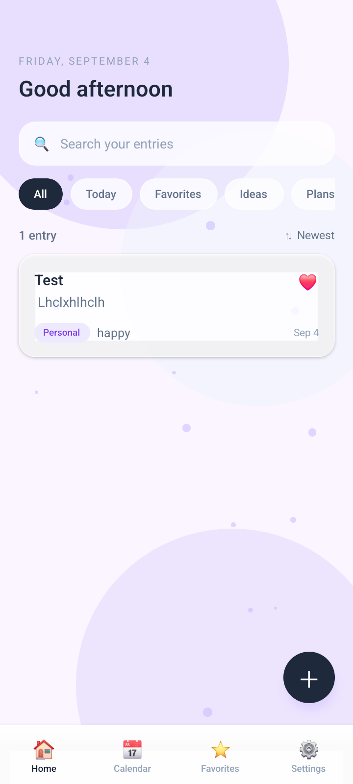 White Canvas Journal home screen